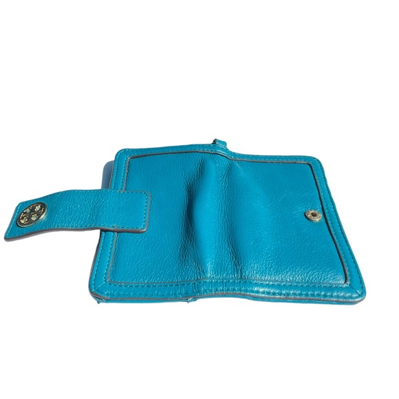 Tory Burch blue Amanda bifold wallet snap close credit card slots on inside - Picture 4 of 12